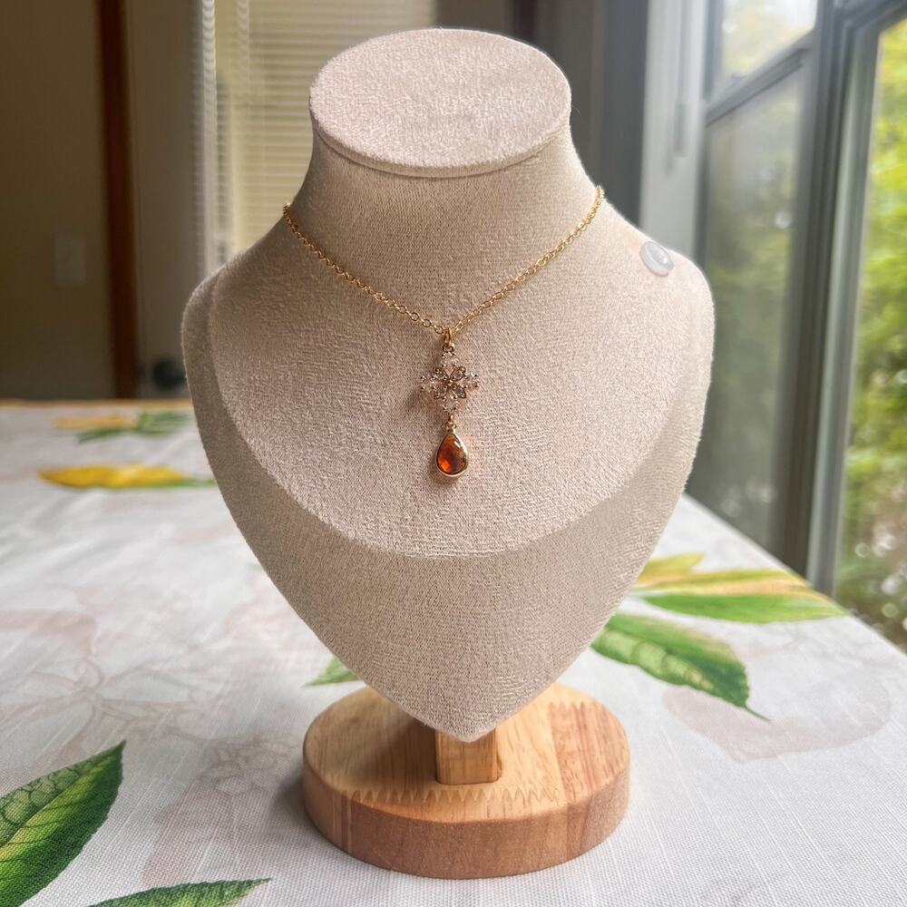 Brown Topaz Smoky Quartz Glass Western Style Diamond Shape Casual Necklace